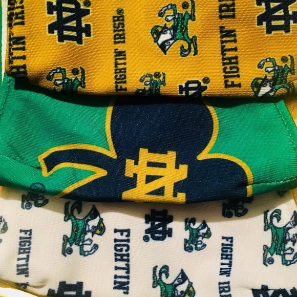 Notre Dame 💚☘️Fighting Irish Adult All Over Logo Face Covering Mask 3-Pack. NWT - Picture 6 of 7